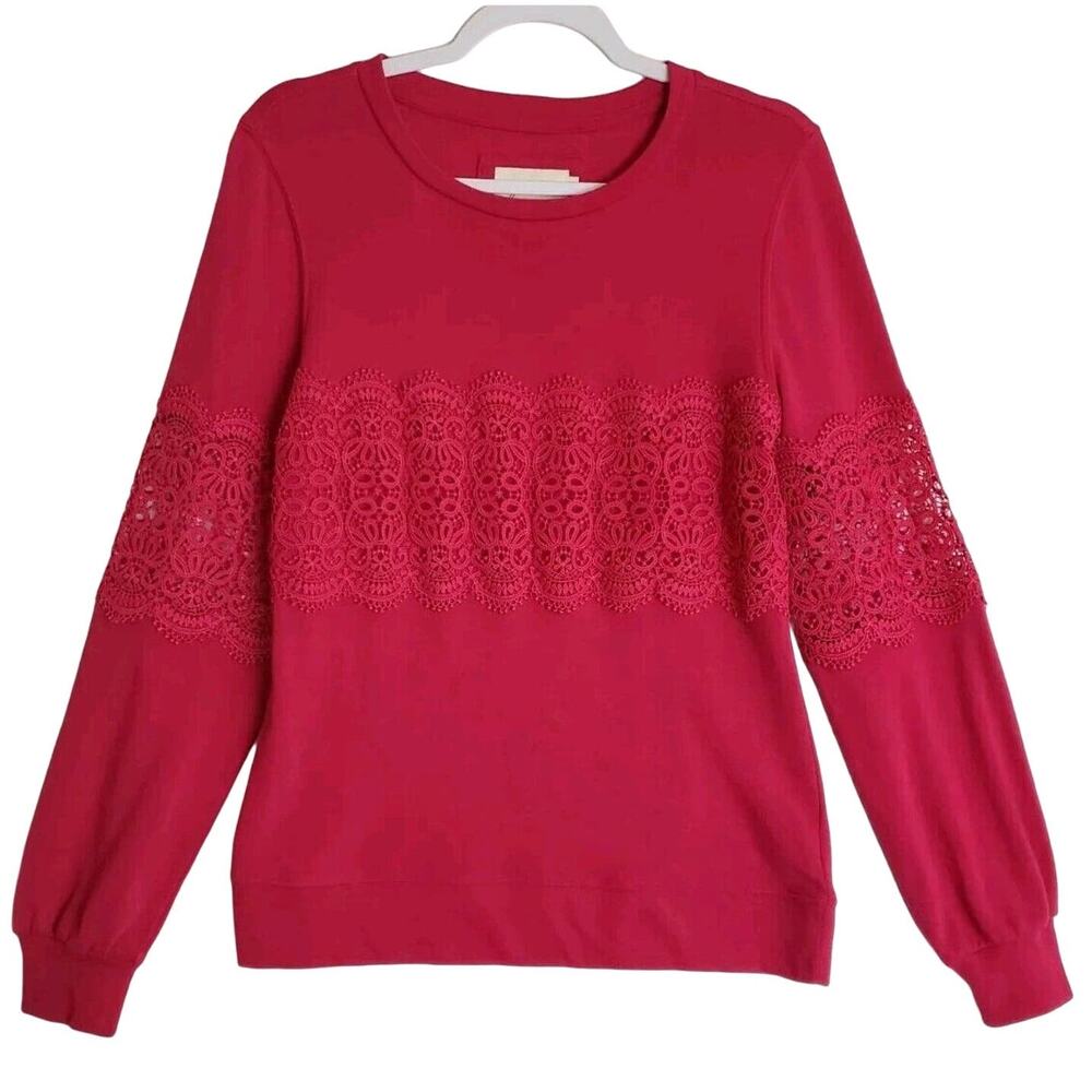 Evy's Tree - The Lily in Magenta Size Small Lace inset‎ Sweatshirt Blouse